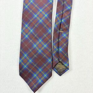 ROBERT‎ TALBOTT Men's Silk Necktie Maroon Plaid 59X3" USA Academia Office Preppy